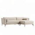 Sectional sofa in beige fabric with metal legs approximately 220 x 90 x 80cm