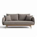 Modern sofa with detachable cushions in gray fabric and wooden legs 200 x 85 x 75cm