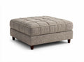 Tufted fabric ottoman 80 x 80 x 40cm with wooden legs in beige color