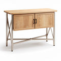 Wooden console table with metal frame and two cabinet doors 120 x 45 x 75cm