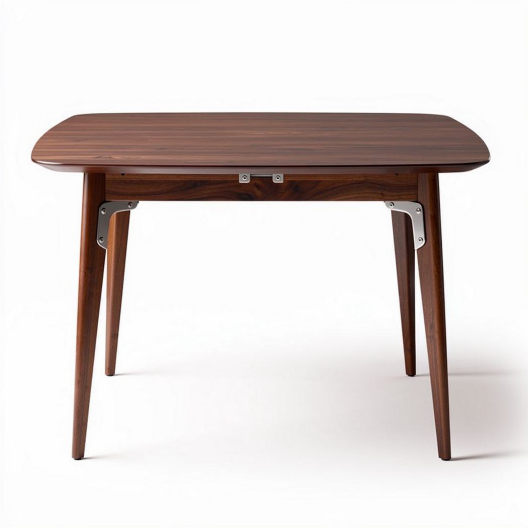Walnut wood dining table with metal legs 90 x 60 x 75cm for indoor use