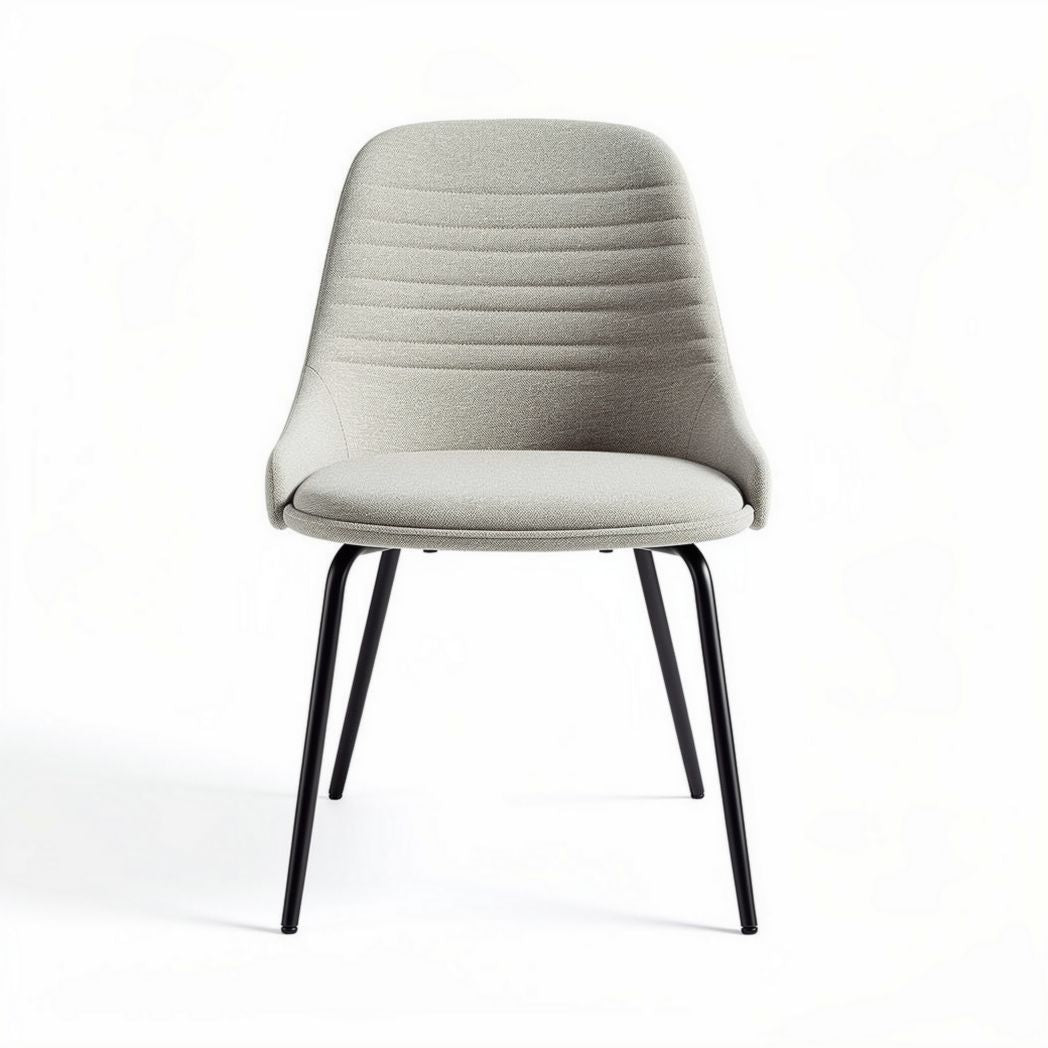 Fabric dining chair in light gray with black metal legs 45 x 50 x 85cm