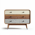 Wooden dresser with three drawers and geometric pattern dimensions 80 x 40 x 70cm