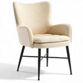 Boucle upholstered accent chair with metal legs in cream 70 x 65 x 80cm