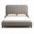Upholstered platform bed with tufted headboard in gray 200 x 160 x 120cm