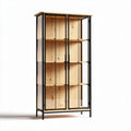 Wood and metal display cabinet with glass doors 180 x 80 x 40cm