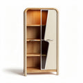 Wooden bookshelf with sliding door and metal handle 80 x 40 x 180cm