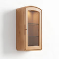 Wooden wall-mounted cabinet with glass door and two shelves 60 x 30 x 15cm